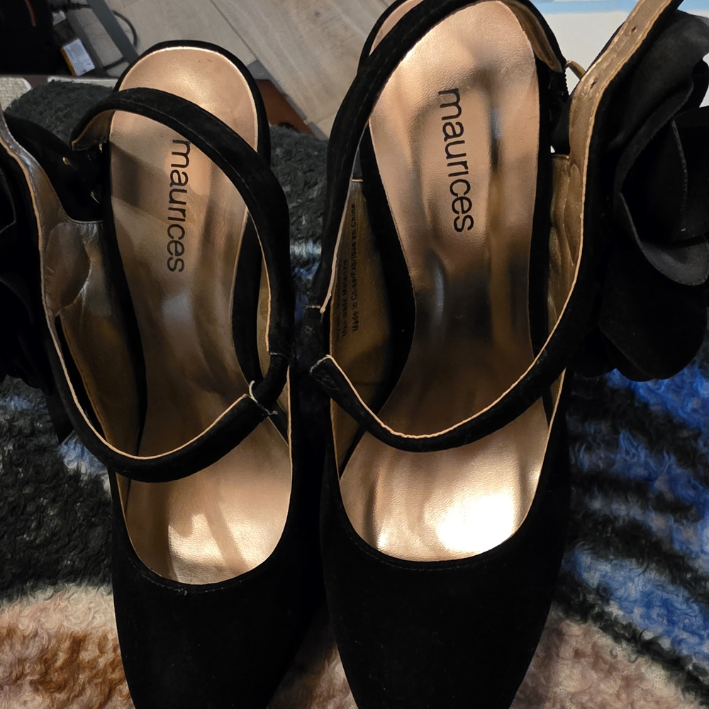 Maurices Black Heels with Floral Accent